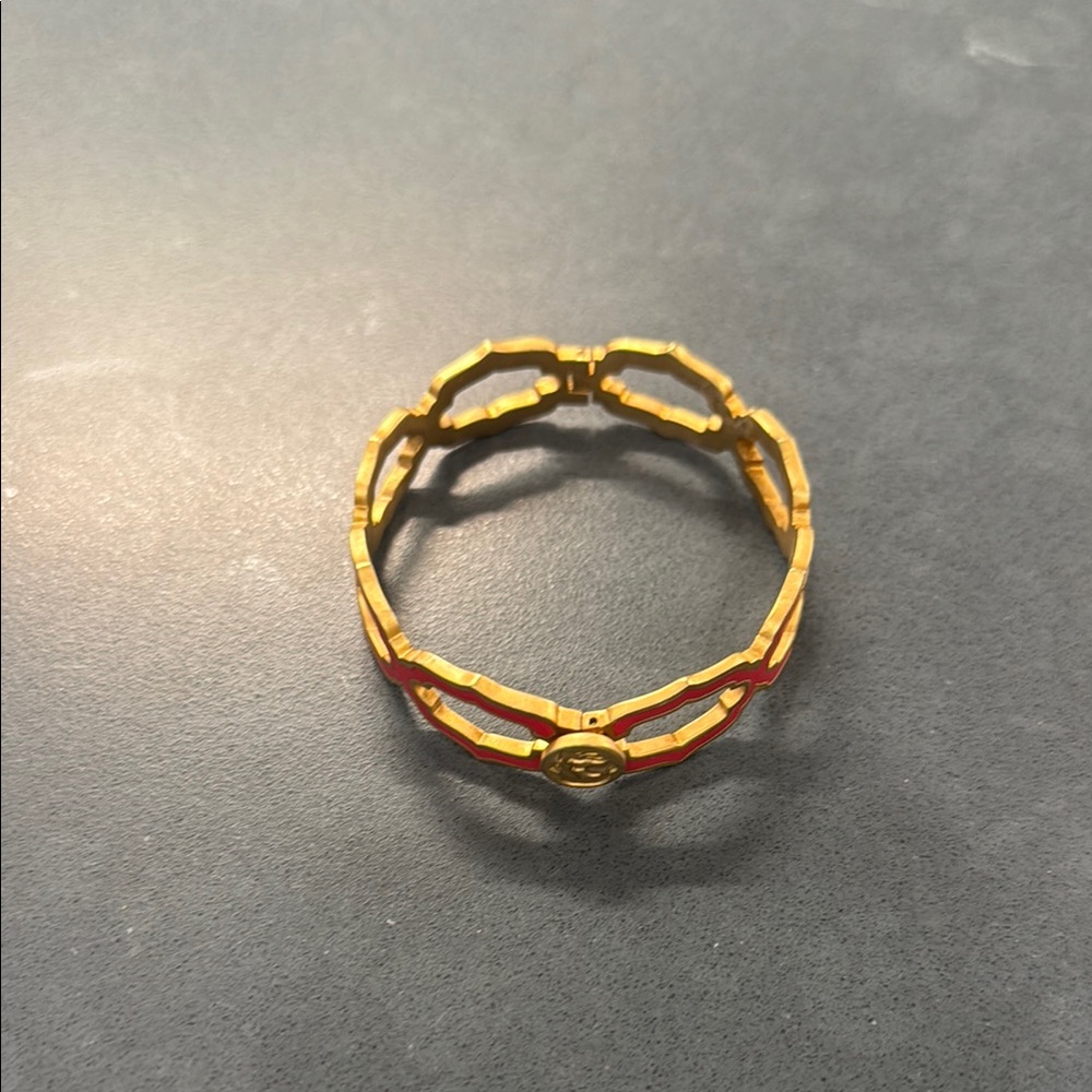 Spartina Red and Matte Gold Hinged Bracelet